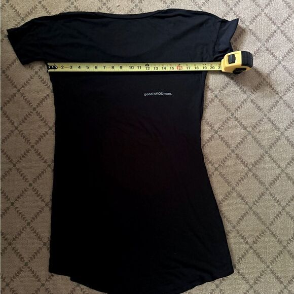 good hYOUman black short sleeved T-shirt dress with white text M - Picture 11 of 14